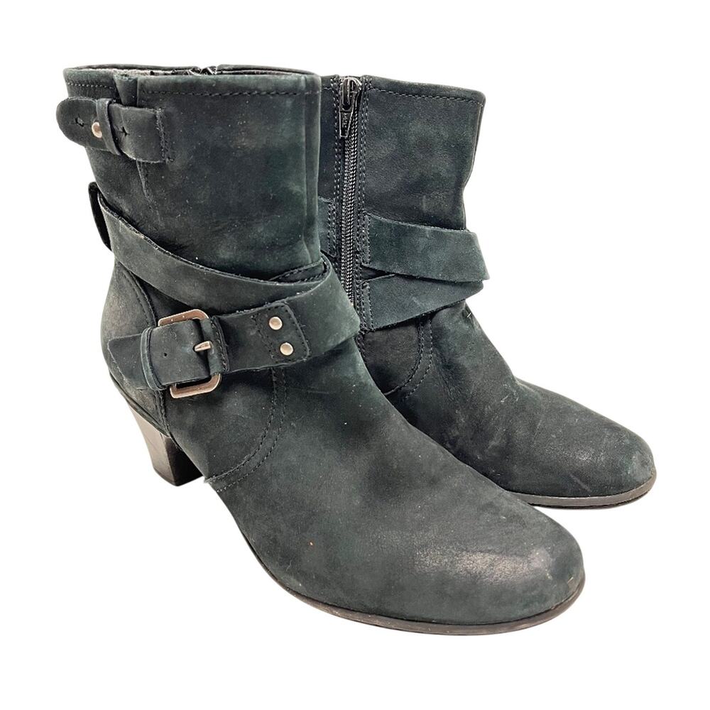 Cobb Hill New Balance Black Genuine Leather Suede Ankle Boots Booties Shoes 6